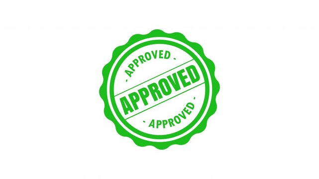 Approved seal stamp animation, Green verified badge certification success motion graphic