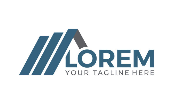 Blue and gray geometric with text lorem and tagline placeholder