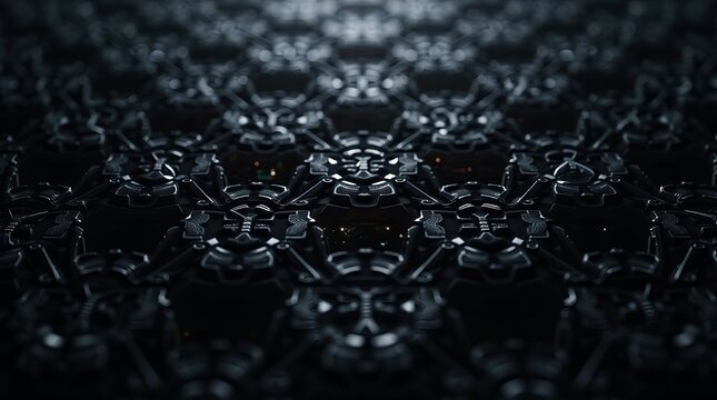 Intricate metallic geometric pattern dark