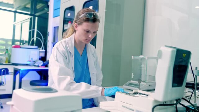 Laboratory research event scientist conducting experiments in modern lab environment focused on scientific discovery