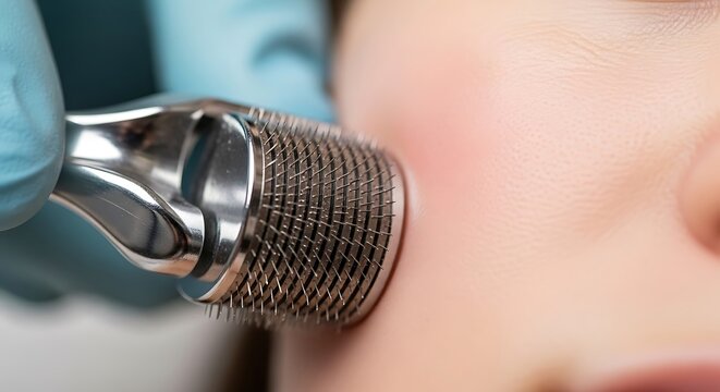 Derma roller microneedling skin treatment beauty