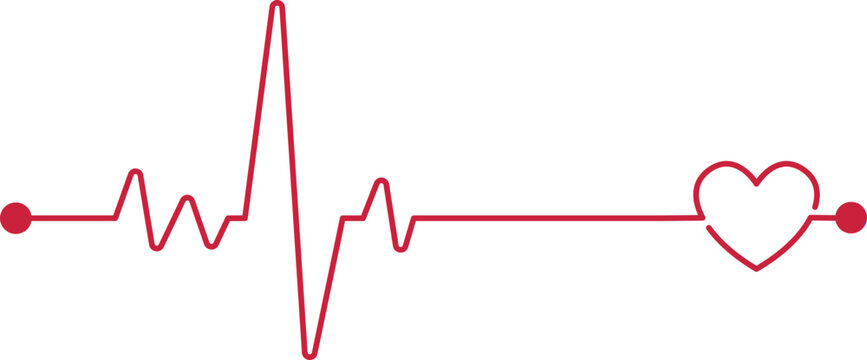 heartbeat line vector heart shape.Heartbeat graph vector set Concept of helping patients and exercising for health.Line rate heartbeat in red and black. Medical monitor heart beat and rhythm. 