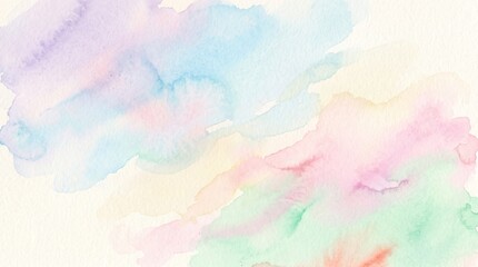 Fototapeta premium Hand Painted Pastel Watercolor Background with Flowing Soft Pigments and Subtle Paper Texture