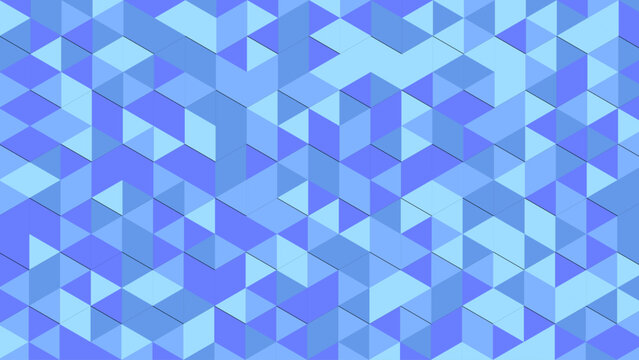 Blue Geometric Triangle Pattern Abstract Background with Isometric Mosaic Shapes Modern Design