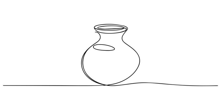 Happy Janmashtami Matki continuous one line drawing. Krishna dahi single line art vector illustration, Janmashtami Butter Pot with Dripping Makhan Hand-Drawn Line Art Illustration, Traditional Clay on