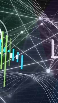 Vertical video: Waveform pulsing sparking gauge and bar animation, lines crossing to show metrics