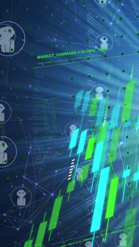 Vertical video: MARKET_COMMAND appearing chart forming candles rising nodes circling showing trends
