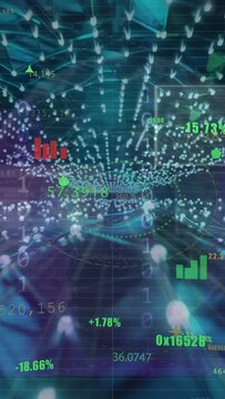 Vertical video: On play digital HUD expanding, revealing readouts and rising graphs showing trends