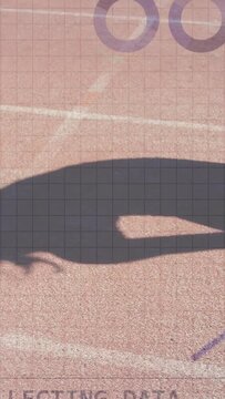 Vertical video: Shadow sweeping across track after HUD popping, charts updating showing speed