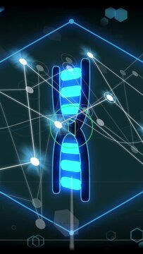 Vertical video: Scan ring engaging, pointer rising, helix forming, rotating, nodes pulsing for scan