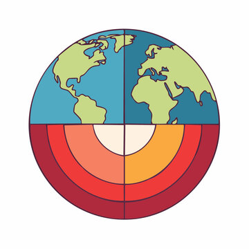 Cross-section of Earth showing crust, mantle, and core