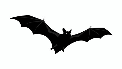 Fototapeta premium Black bat silhouette, flying mammal, Halloween icon, dark creature isolated on White Background