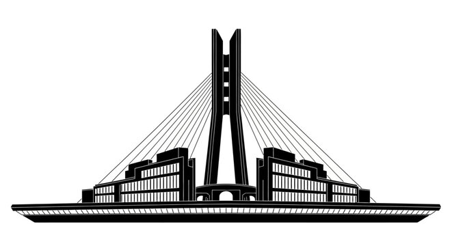 Octavio Frias de Oliveira Bridge silhouette, modern cable-stayed icon