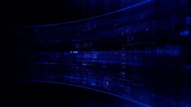 Futuristic screen display matrix, hi-tech digital data telemetry with encrypted numbers, display dynamic background for computer desktop screen display format