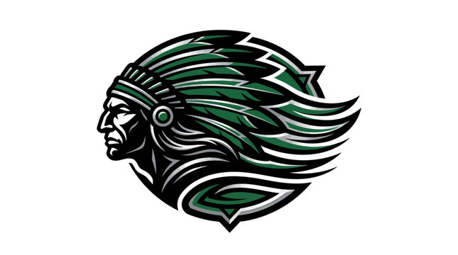 Stylized Native American Chief Warrior Mascot Logo Design.