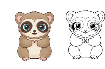 Fototapeta premium Cute Sloth Animal coloring page