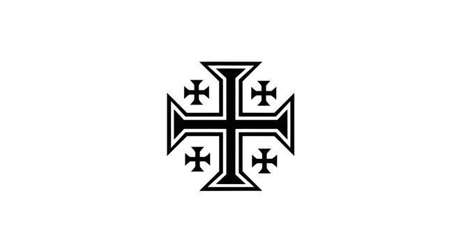 Jerusalem Cross Symbol, Religious Christian Emblem, Heraldic Design