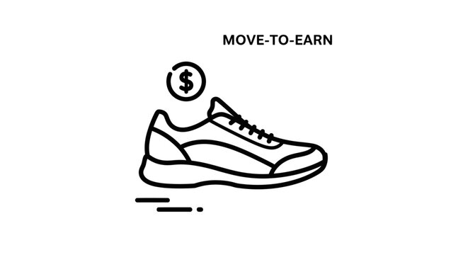 Move-to-Earn Shoe Icon with Dollar Coin - Fitness Earning Concept