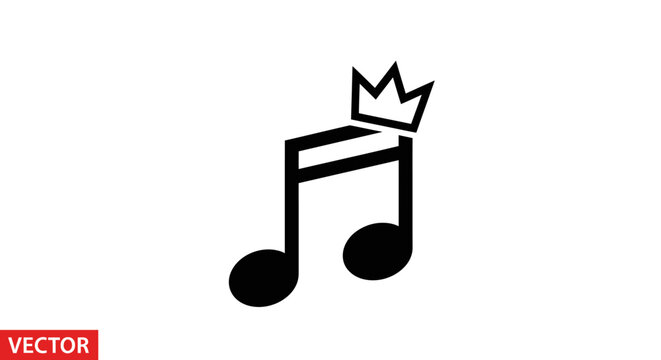 Music Note with Crown Icon - Symbol of Music Royalty and Excellence