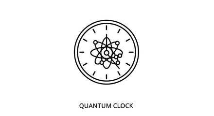 Fototapeta premium Quantum Clock Icon: Atomic Structure Symbol on Timepiece Face