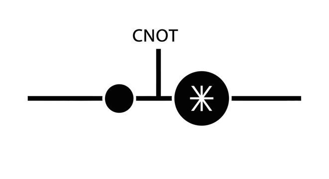 Quantum Computing CNOT Gate Symbol: Controlled-NOT Logic Circuit