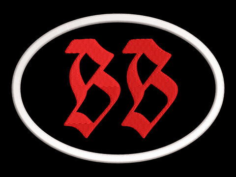 Red Blackletter BB Letters Embroidery Patch Design