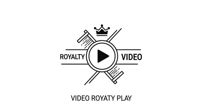 Royalty Free Video Play Icon with Crown and Lines