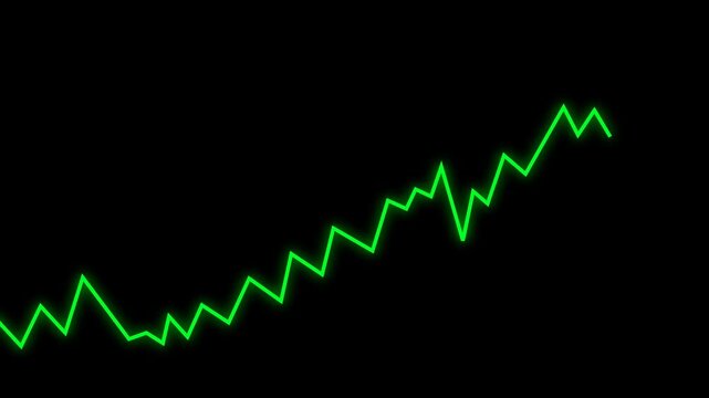 Glowing green financial growth chart animation with futuristic digital line effect for business videos, market presentations, overlays, and transitions, alpha channel