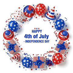 Fototapeta premium Festive 4th of July Independence Day celebration with balloons and gifts