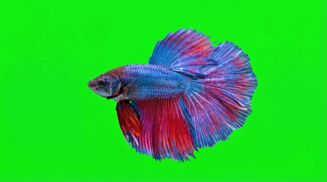 Fish Video of a Siamese fighting fish are swimming on the green screen background
