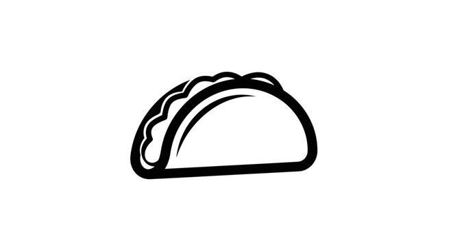 Simple Black and White Icon of a Taco