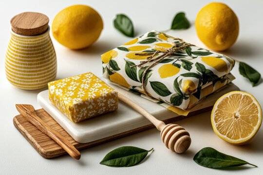 lemon-inspired gourmet gifts on a cutting board
