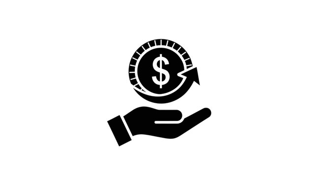 Hand holding dollar coin with return arrow business finance concept