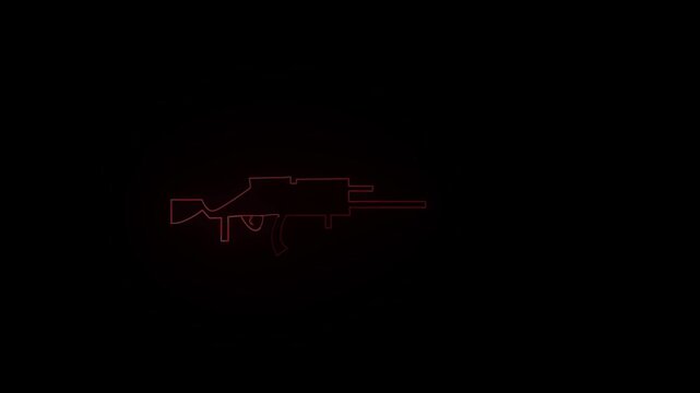 Red Neon Sniper Rifle Gun Outline Animation