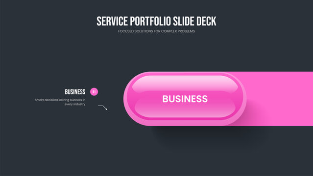 Modern Introduction One Element Infographic Presentation Template. Business Solution Slide Design Vector Illustration. Service Strategy 1 Step Diagram Slideshow Layout.