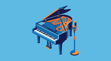 Grand Piano and Microphone Illustration. © yahya