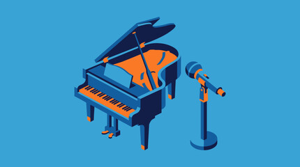 Grand Piano and Microphone Performance Setup. © yahya