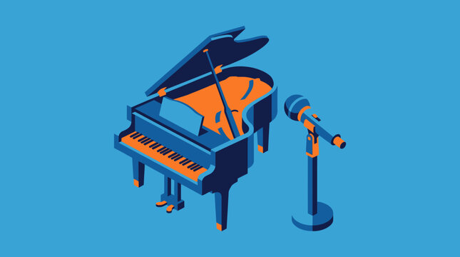 Grand Piano and Microphone Performance Setup.