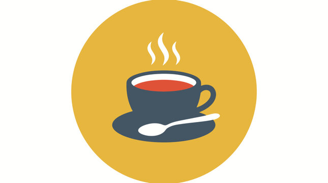 Hot Beverage In A Cup With Steam And Spoon.