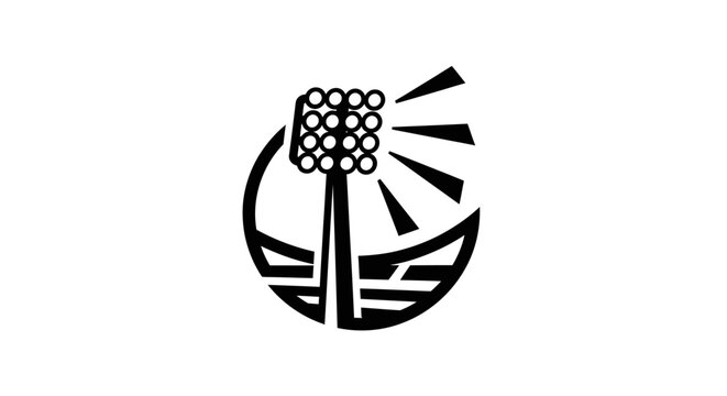 Stadium floodlight icon, spotlight symbol, stadium lighting, sports arena illumination, vector graphic