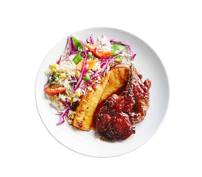 grilled pork dish paired with pineapple salad