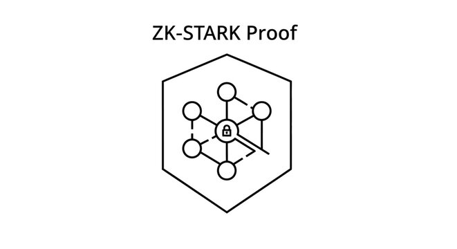 ZK-STARK Proof Technology Icon: Secure Blockchain and Cryptography Concept