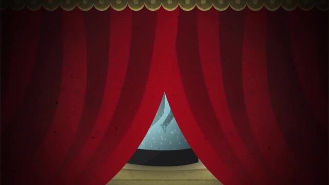 escape artist magician in straitjacket inside water tank with female assistants on theater stage