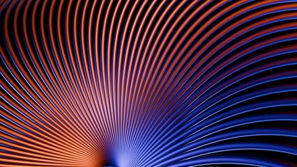 Obraz premium Abstract Orange Blue Neon Spiral Background With Futuristic Curved Wave Lines