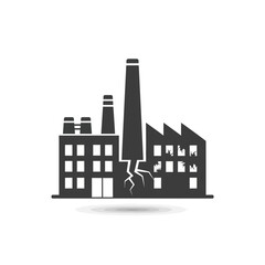 Obraz premium Halftone industrial power plant silhouette with cooling towers
