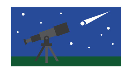 Telescope on a tripod observing a comet. © Abhinaya Project