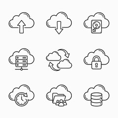 Obraz premium Cloud computing icons set.