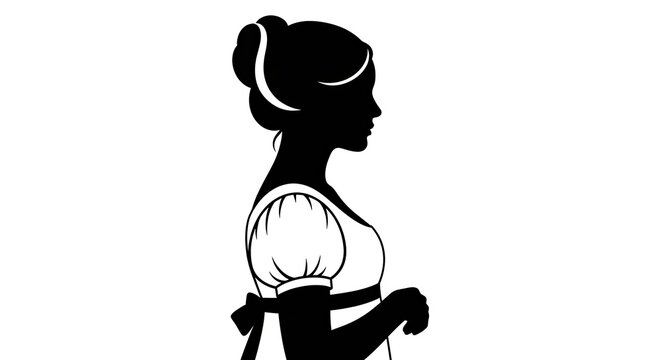 Elegant woman silhouette vintage style profile illustration for design projects