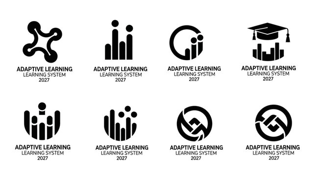Adaptive Learning System Logos: Innovation, Growth, and Education Icons