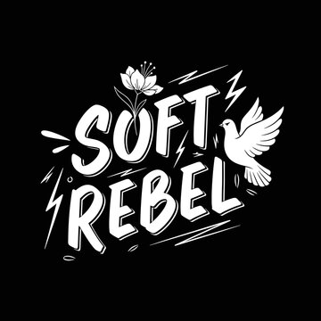 Soft rebel typography with dove.